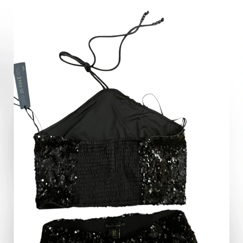 House of Harlow 1960 2 pc Sequined Halter top and matching pants - Picture 4 of 16